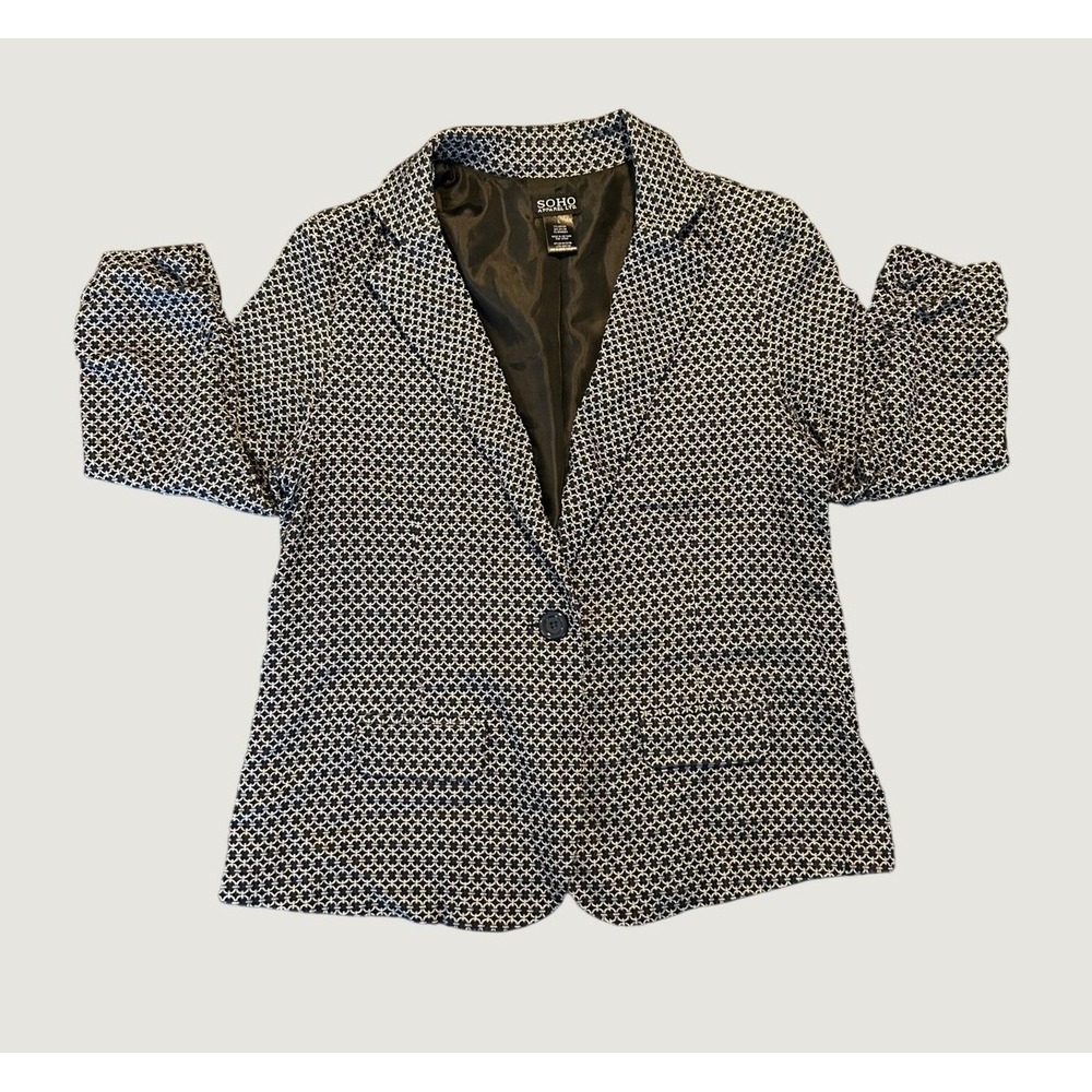 Soho Apparel Ltd Geometric Link Single Button Blazer Jacket Size L 1586